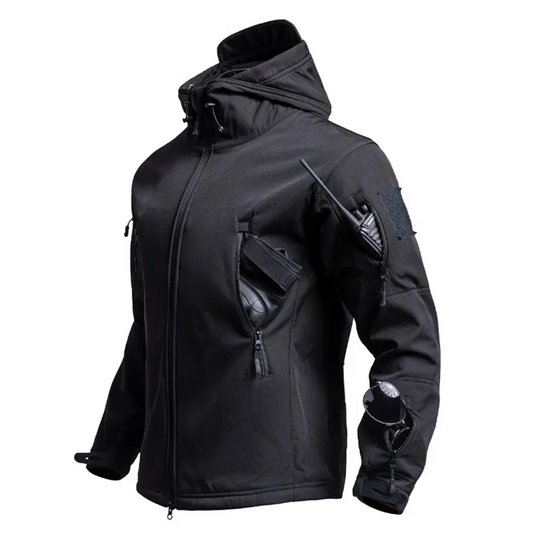 5XL 6XL Tactical Soft Shell Hooded Fleece Men Winter Windproof Waterproof Warm Coats Outdoor Multi-pocket Jacket