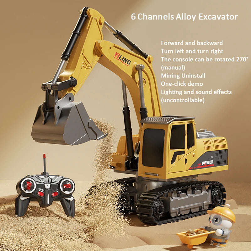 Premium RC Excavator - Alloy Remote Control Construction Vehicle with Lights