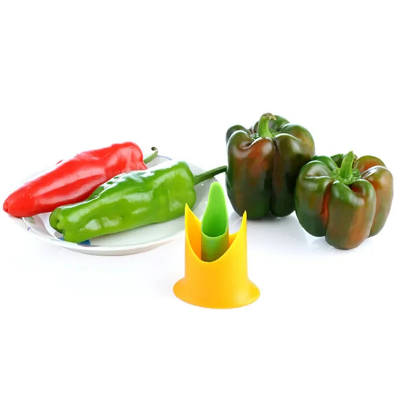 2-in-1 Pepper Corer & Seed Remover - Chili, Bell & Jalapeno Slicer Tool