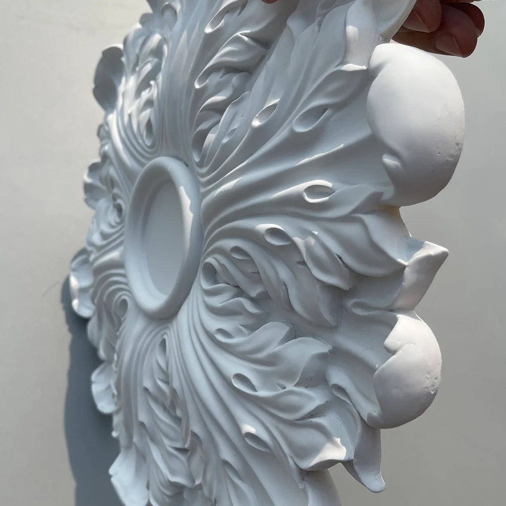 PU Polyurethane Material Imitation Plaster Lamp Panel Living Room Chandelier Ceiling Crystal Lamp Holder Disc Carved Lamp Panel