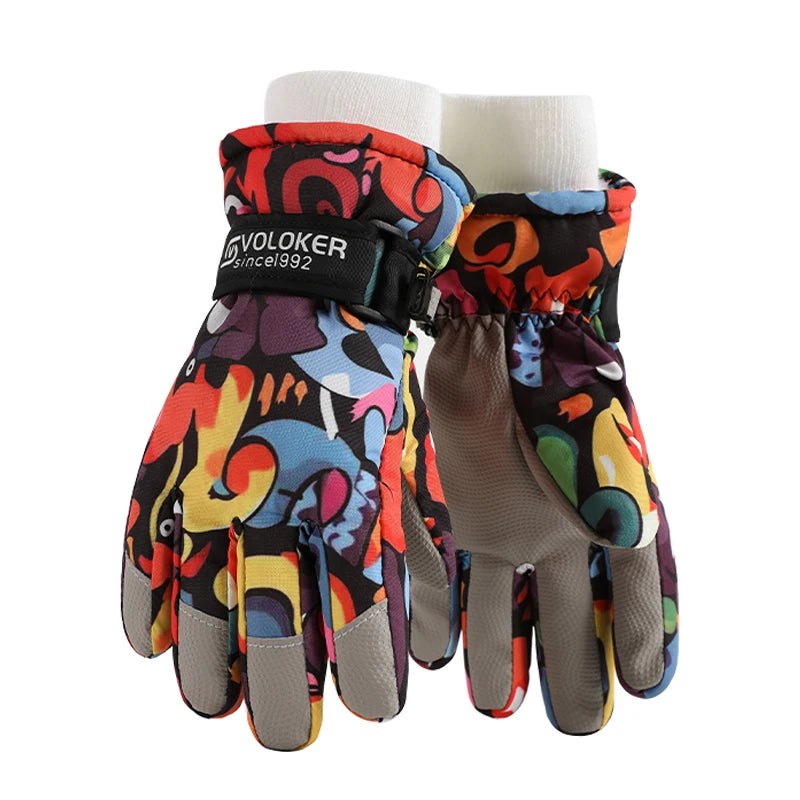 Cute Children's Ski Gloves, Waterproof, Touchscreen Compatible, Winter Children's Outdoor Gloves, Windproof And Warm
