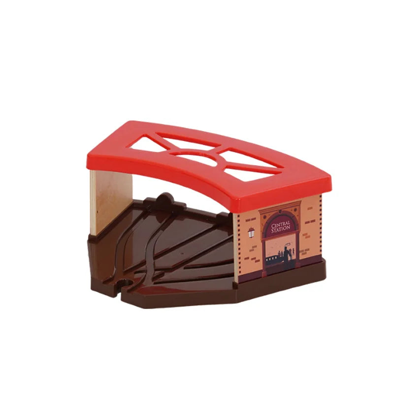 Wooden Train Track Accessories Garage Series Track Scene Toy For Children Fit All Brands Railway Christmas Gift For Toddler