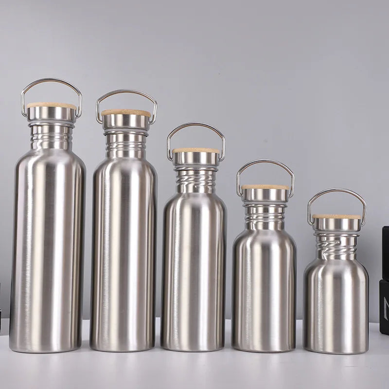 Portable Stainless Steel Water Bottle with handle 2000ml/1000ml/500ml Sports Flasks Travel Cycling Hiking Camping bicycle flask
