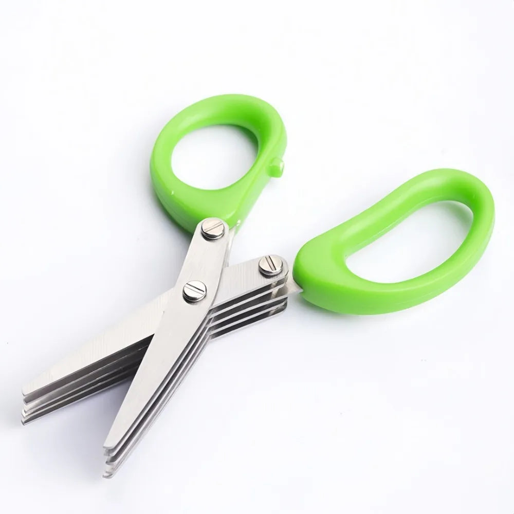 Sharp Muti Layers Stainless Steel Knives Kitchen Scissors Scallion Cutter Herb Laver Spices Onion Cook Cut Scissor Seed Removal