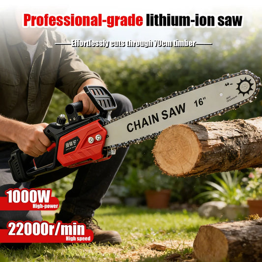 Brushless Cordless Electric Chainsaw - 12" & 16" Rechargeable Wood Cutting Tool (Compatible with Makita 21V Battery)