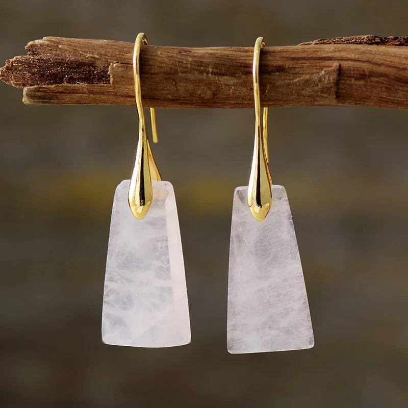 Premium Bohemian Natural Stone Drop Earrings - Geometric Pendant Jewelry