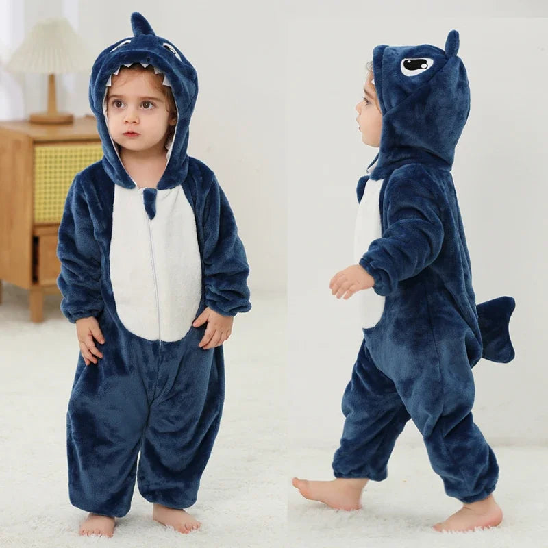 Premium Animal Kigurumi Baby Romper - Winter Flannel Costume Jumpsuit