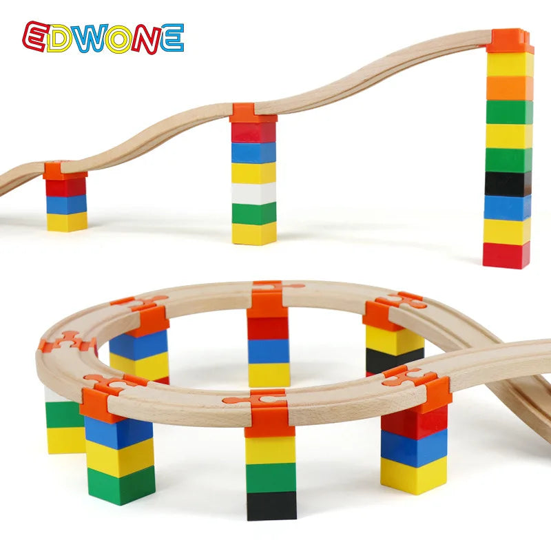 5-10PCS Wooden Train Track Accessories Plastic Building Blocks Adapters Wooden Track Connectors fit Wood Tracks Toys