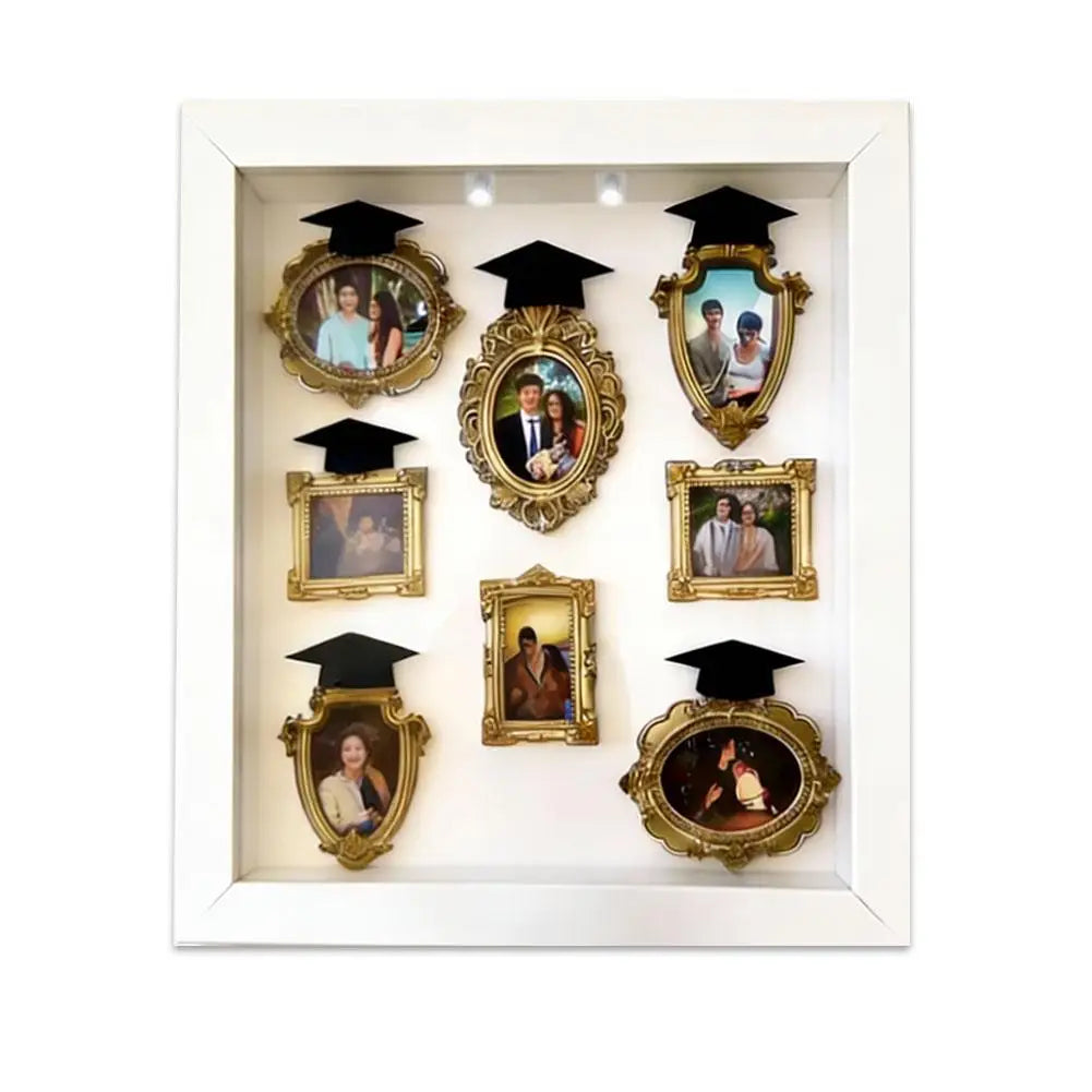 1pcs Mini Museum Photo Album Mini Museum Silhouette Box Stylish Creative Memory Display Kit with Miniature Statue and Gold Frame