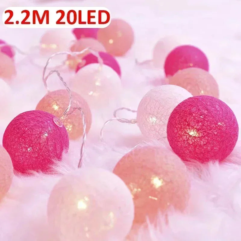 Premium 20LED Cotton Ball String Lights - Rattan Lantern Decoration
