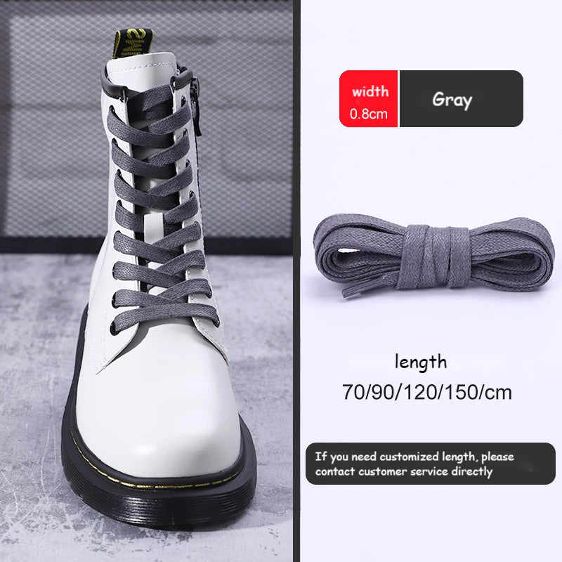 1 Pair Shoelaces 0.8 CM Waxed Cotton Width Flat Waterproof Shoe Laces Unisex Boots Casual Sneakers Shoelace Leather Shoe Lace