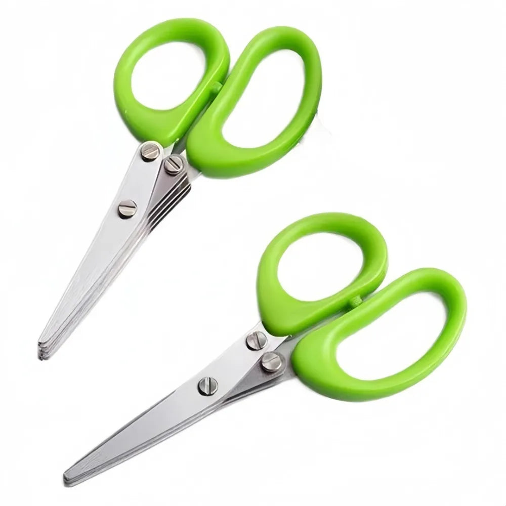 Sharp Muti Layers Stainless Steel Knives Kitchen Scissors Scallion Cutter Herb Laver Spices Onion Cook Cut Scissor Seed Removal