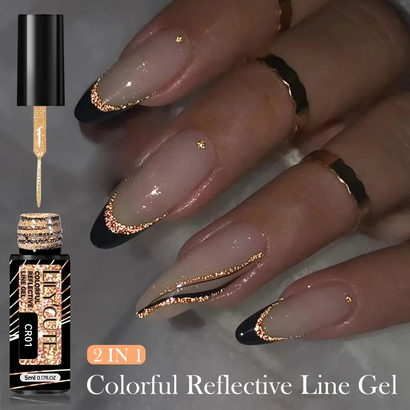 LILYCUTE Reflective Glitter Gel Nail Polish - 5ml Sparkling Liner