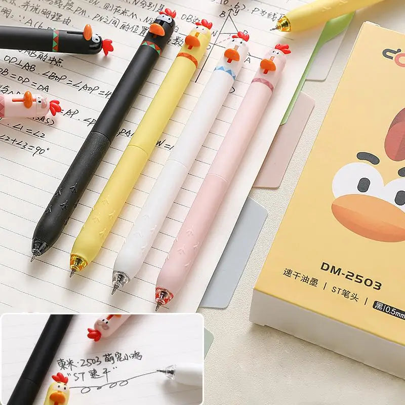 1/4pcs Funny Chick Carrot Press Type Black Quick Dry Gel Pen Creative Stress Relief Writing Tool for Study Office School