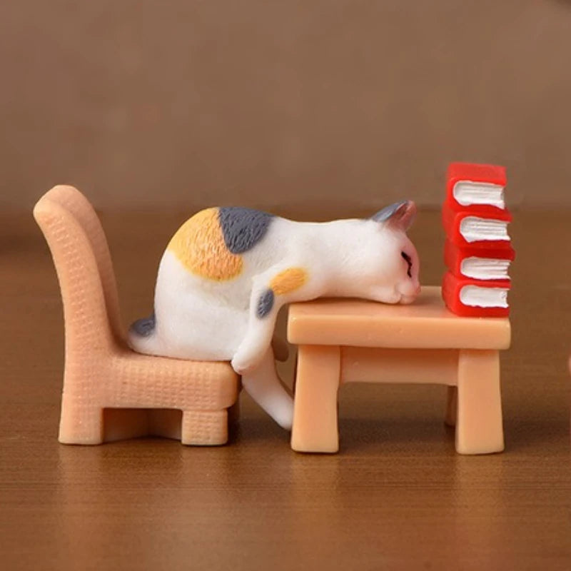 Resin Cats Ornament Kitten Figurine Animal Miniature Fairy Garden Doll House Decoration DIY Micro Landscape Home Decor