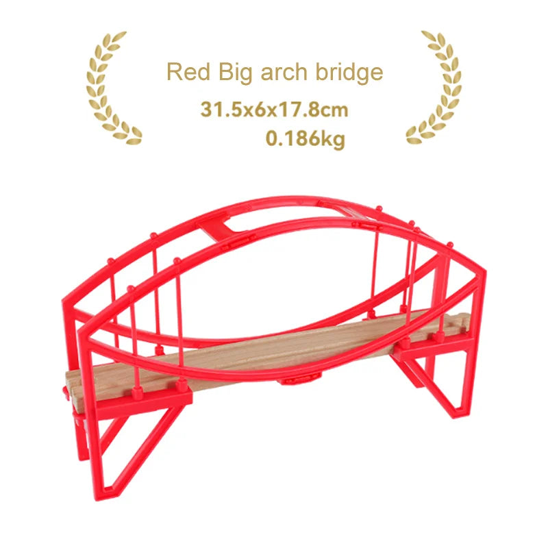New Wooden Train Tracks Scene Accessories Mountain Tunnel Bridge Crane Tower Compatible ALL Brand Wooden Track Toys For Kids