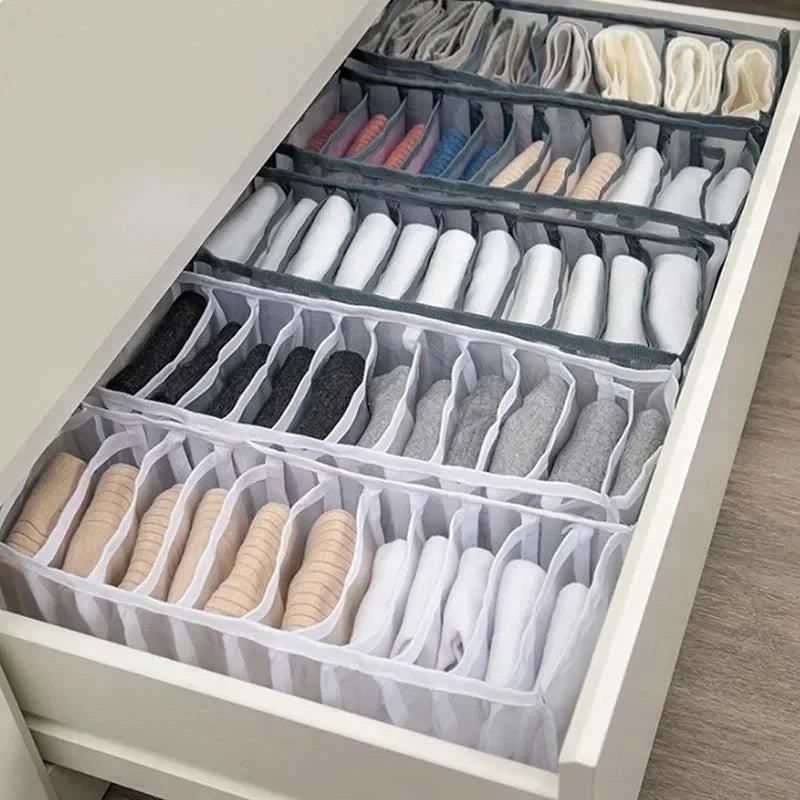 Closet Drawer Organizer - 6 Grid Underwear & Sock Storage Box for Wardrobe