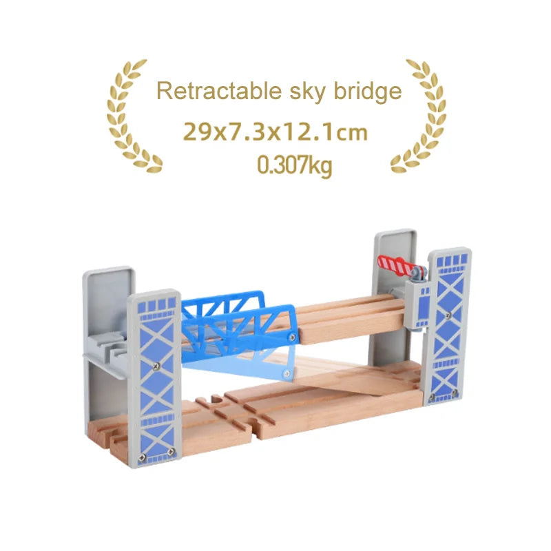 New Wooden Train Tracks Scene Accessories Mountain Tunnel Bridge Crane Tower Compatible ALL Brand Wooden Track Toys For Kids
