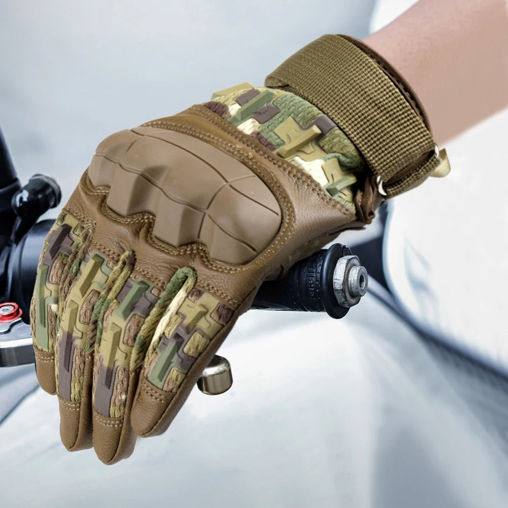 Touch Screen Cycling Gloves PU Leather Tactical Airsoft Hunting Shooting Hiking Bicycle Outdoor Sport Riding Bike Protective Men