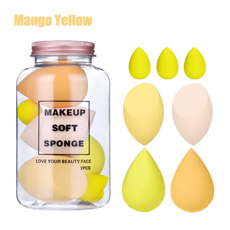 7Pcs/Set Makeup Sponge Set, Suitable for Liquid BB Cream Powder Application, Makeup Egg Dry Wet Dual-use Powder Puff