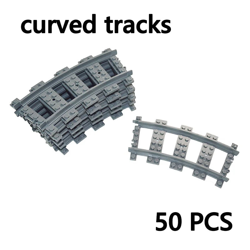 City Trains straight  Track Rail Bricks Model Uphill Tracks soft Flexible Switch curved Railway  Building Blocks kids Toys