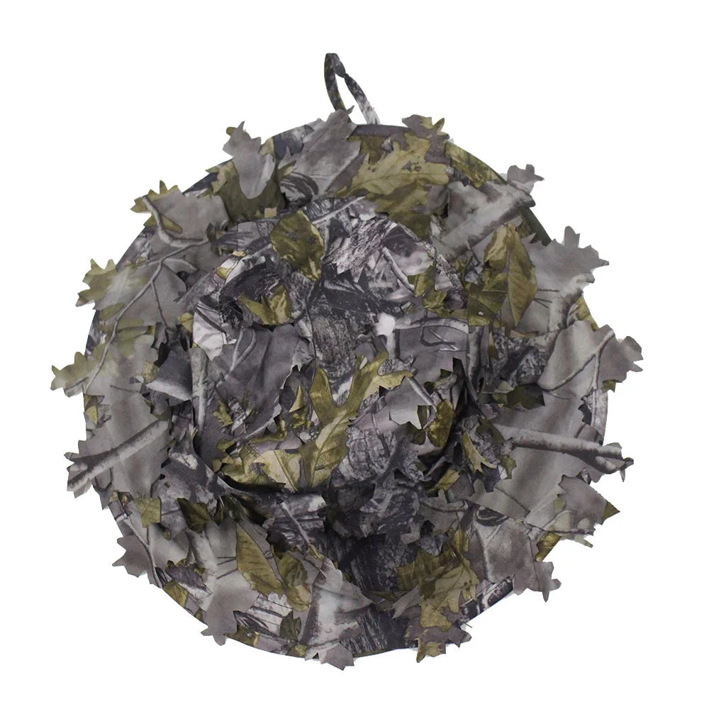 Men's Camouflage Boonie Hats 3D Leaves Camo Tactical Cap Ghillie Caps Hunter Sniper Hats Fishing Sunshade Hunting Accessories