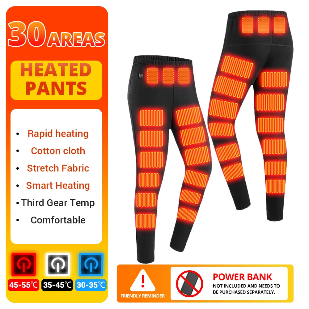 Winter Heated Thermal Underwear Skiwear Heated Jacket Fleece Warm Top Pants USB Electric Heating Clothing