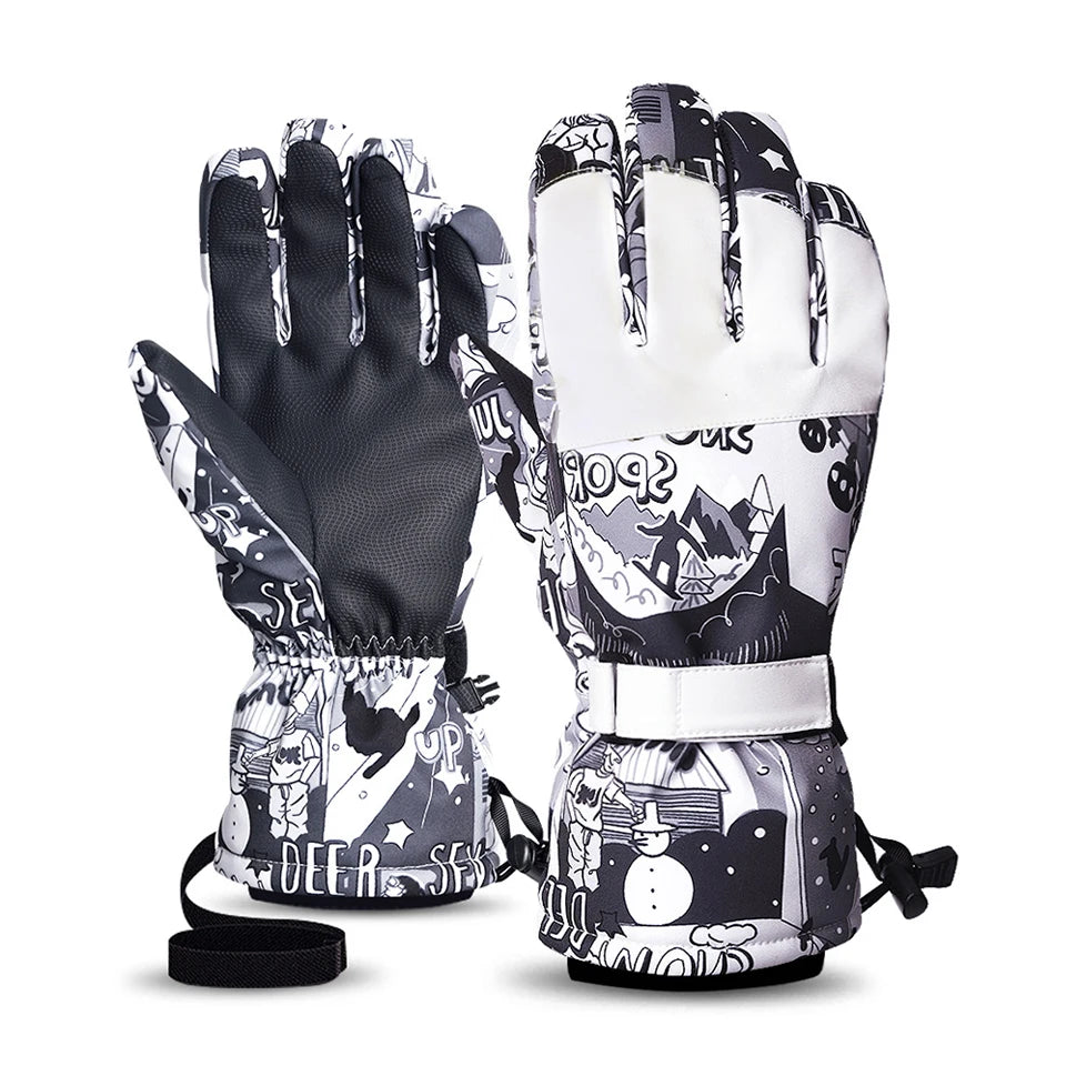 Men Women Ski Gloves Winter Warm Windproof Waterproof Touch-Screen Fleece Non-slip Snowboard Snowmobile Cycling Skiing Gloves