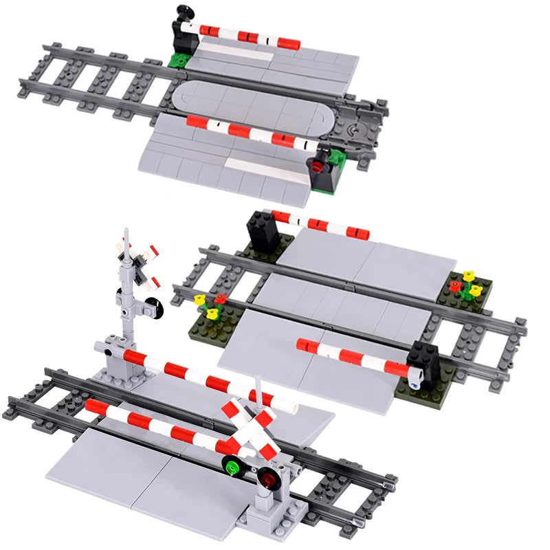 MOC City Train Building Block Train Track Corridor Elevating Rod Pedestrian Crossing Assembly Children's Toy Birthday Gift