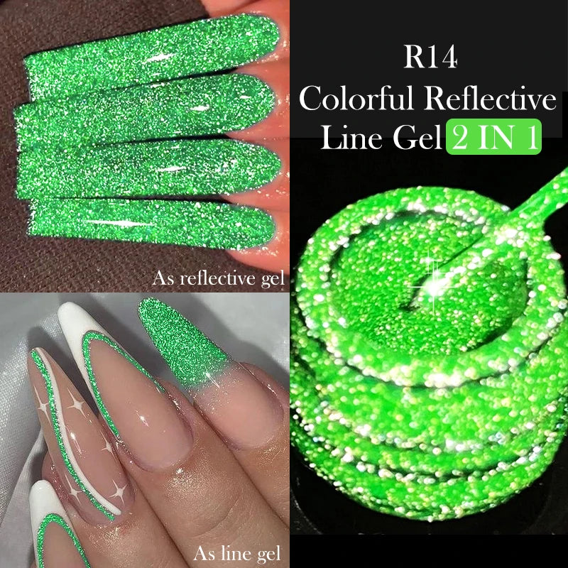 LILYCUTE Reflective Glitter Gel Nail Polish - 5ml Sparkling Liner