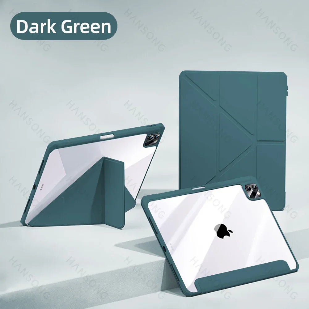 For iPad Air 11 M2 Case For 2024 Air 13 M2 Pro 11 13 M4 for 10th Gen Air 4 5 10.2 7 8 9th Pro 11 12.9 Mini 6 Acrylic Smart Case