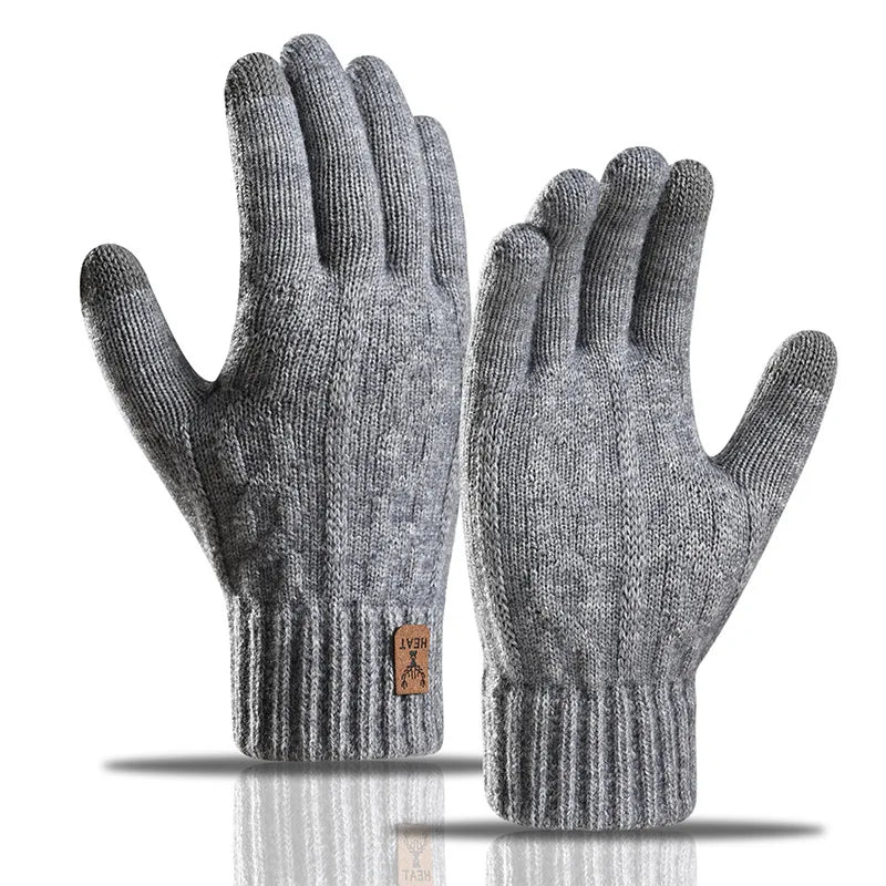 Winter Cycling Gloves Thermal Alpaca Wool Touch Screen Knitted Skiing Gloves Windproof Anti-Cold Hiking Running Sport Gloves