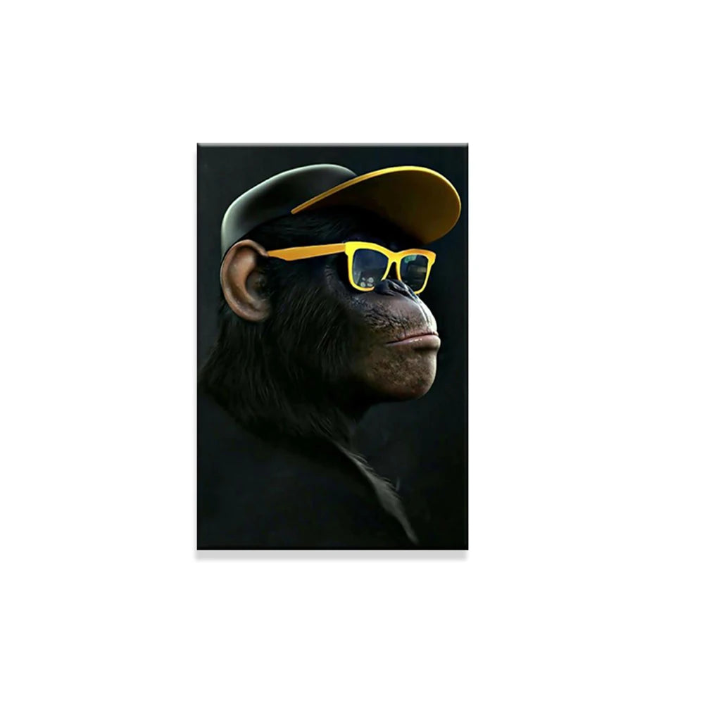 Earphone Glasses Gorilla Monkey Funny Poster Red Mask Art Print Modern Canvas Painting Fashion Wall Picture Living Room Decorati