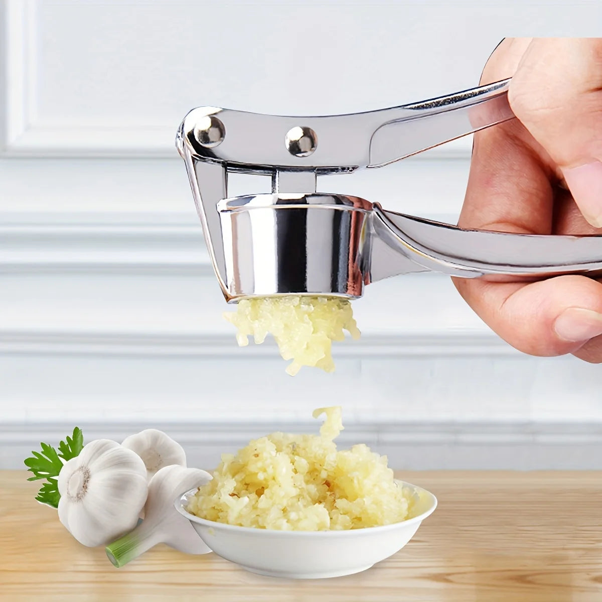 Premium Stainless Steel Garlic Press - Professional Kitchen Mincer & Crusher