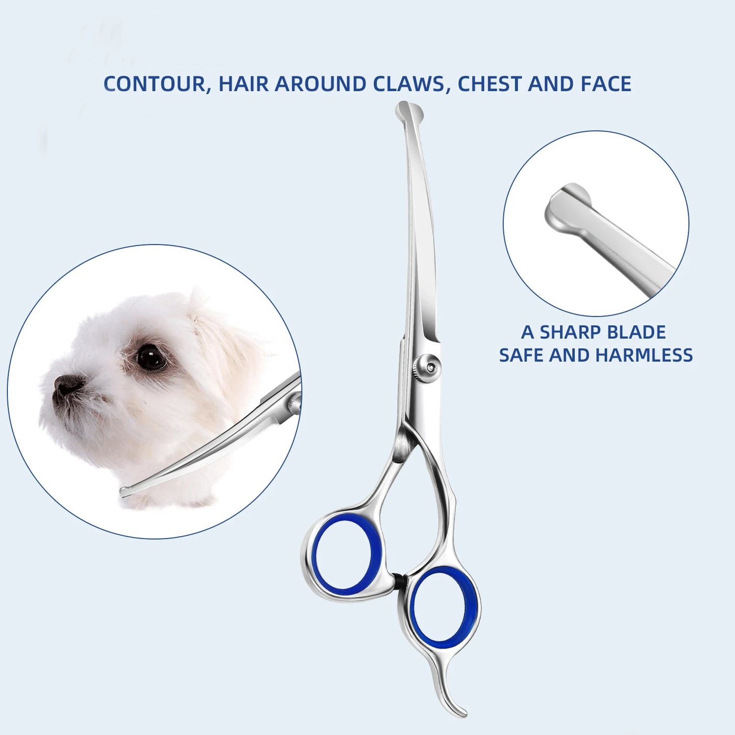Safty Pet Grooming Scissors Round Head Professional Stainless Steel Dog Hair Scissors Animal Cutting Pets Shears Portable Set