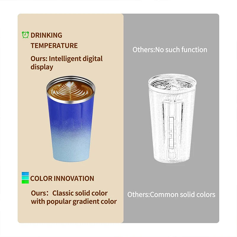 Smart Temperature Display Tumbler - 380ml Stainless Steel Insulated Travel Mug with LED Display