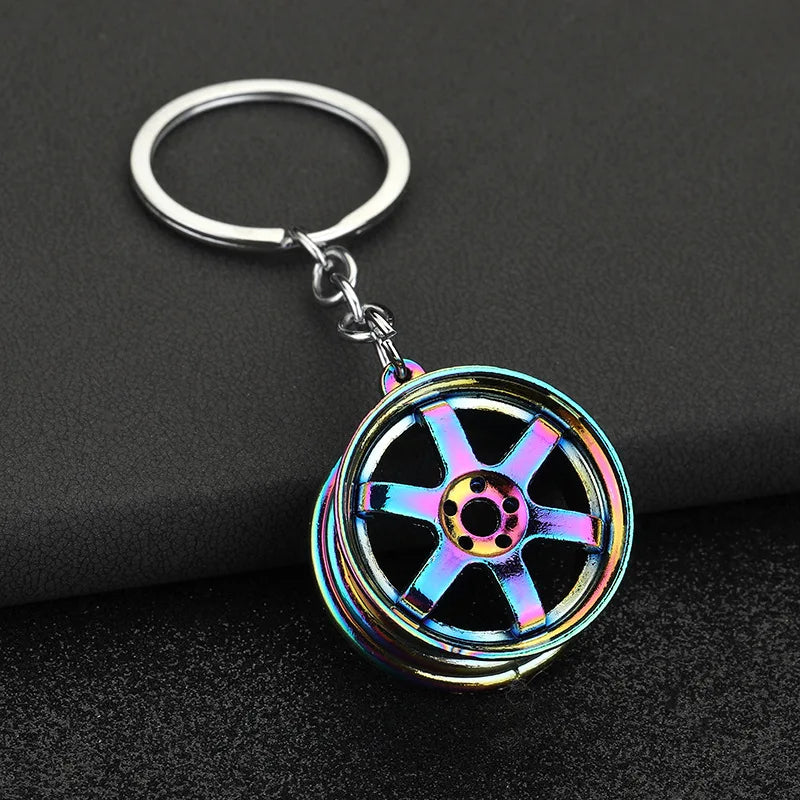 Automotive Gear Head Keychain - Speed Gearbox Keyring with Turbo Hub & Brake Disc Design