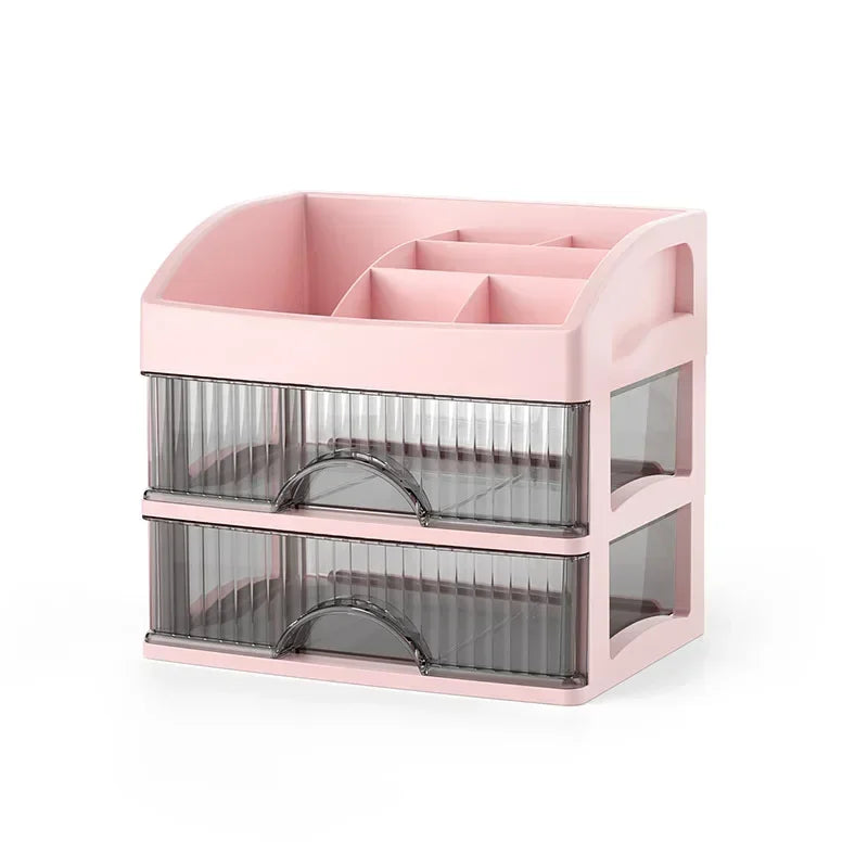 Multi-Layer Transparent Makeup Organizer with Drawer Storage