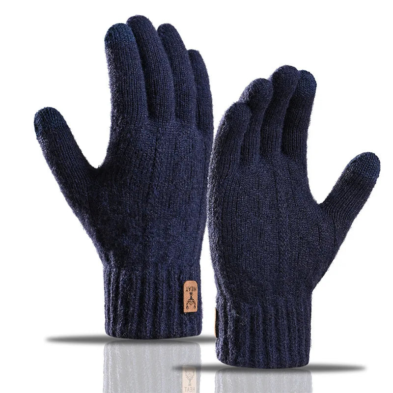 Winter Cycling Gloves Thermal Alpaca Wool Touch Screen Knitted Skiing Gloves Windproof Anti-Cold Hiking Running Sport Gloves
