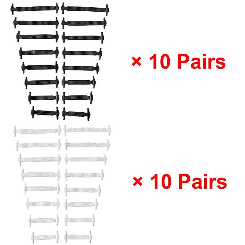Premium Silicone No-Tie Shoelaces - 16-Piece Elastic Lazy Laces Set