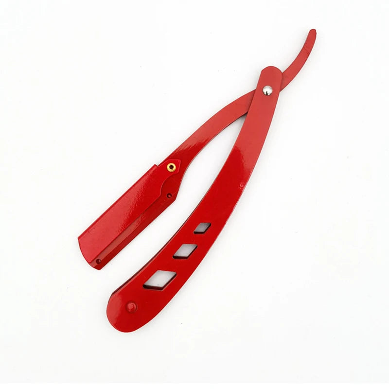 Men's Straight Hairdresser Razor Hair Removal Shaving Armpit Hair Pubic Hair Folding Razor Hair Removal Tool (Without Blade)