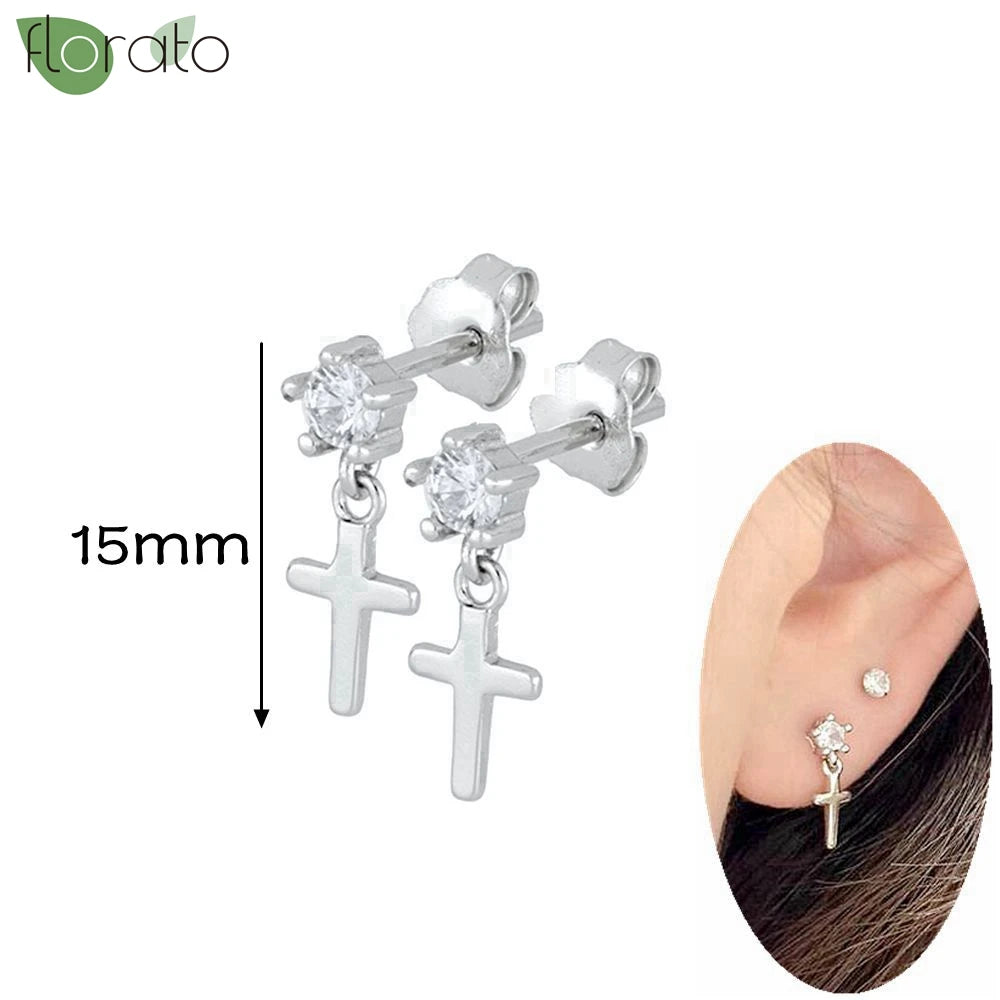 925 Silver Needle Exquisite Zircon Small Earrings Fashion Stud Earrings for Women Anti Allergy Cartilage Puncture Jewelry Gift