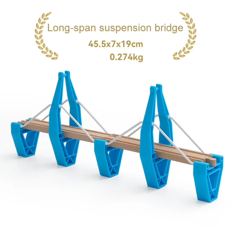 New Wooden Train Tracks Scene Accessories Mountain Tunnel Bridge Crane Tower Compatible ALL Brand Wooden Track Toys For Kids