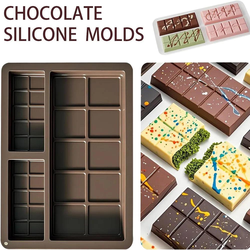 Dubai Chocolate Bar Mold Deep Stuffed Silicone Molds for Filling Pistachio Chocolate Bar Large Thick Candy Bar Molds Break Apart