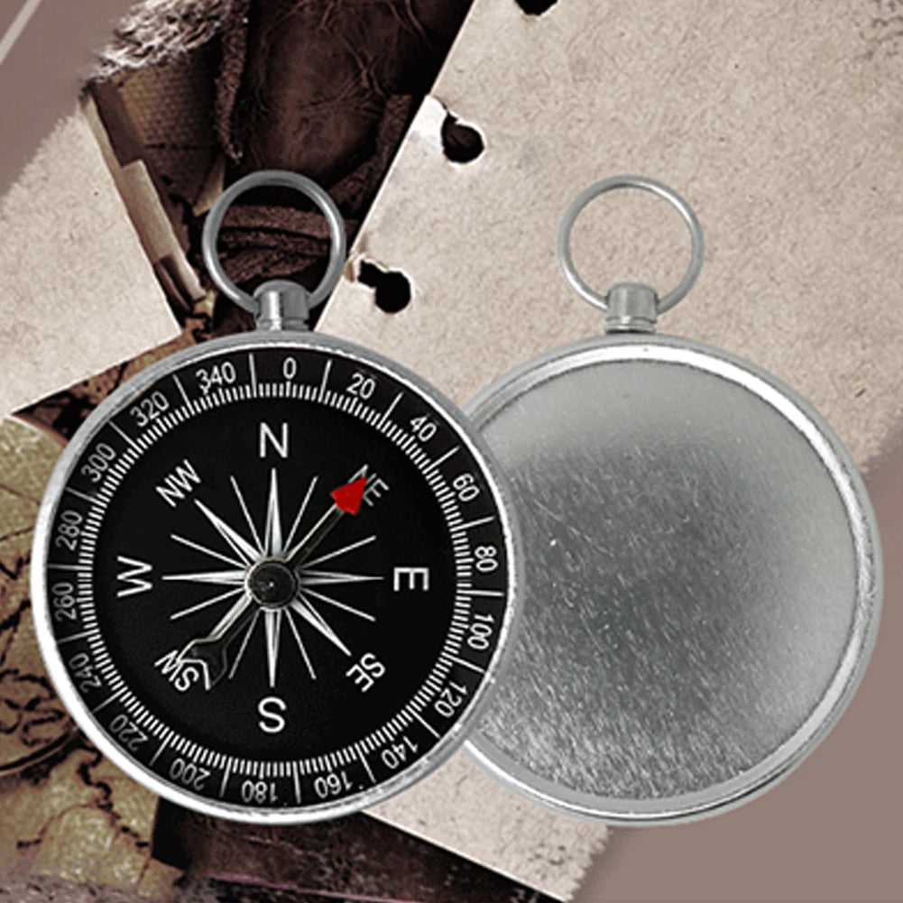 Outdoor Pocket Compass Portable Outdoor Orientation Navigation Compass Silver for Outdoor Camping Hiking Sports Navigation