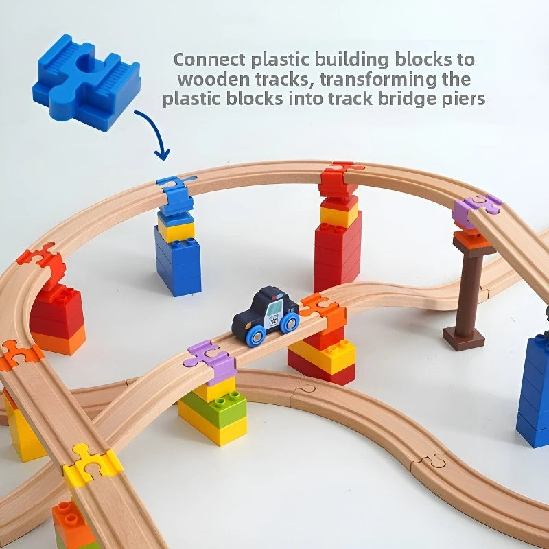 Kids Railway Toys Wooden Train Track Accessories Universal Plastic Blocks Clips Connectors Adapters fit for Brand Wooden Tracks