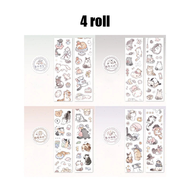 Mr. Paper Lucky Cat PET Tape 200cm - Glitter Sand Material, Cute Pet Theme Journal Decor, DIY Scrapbooking Diary Album Calendar