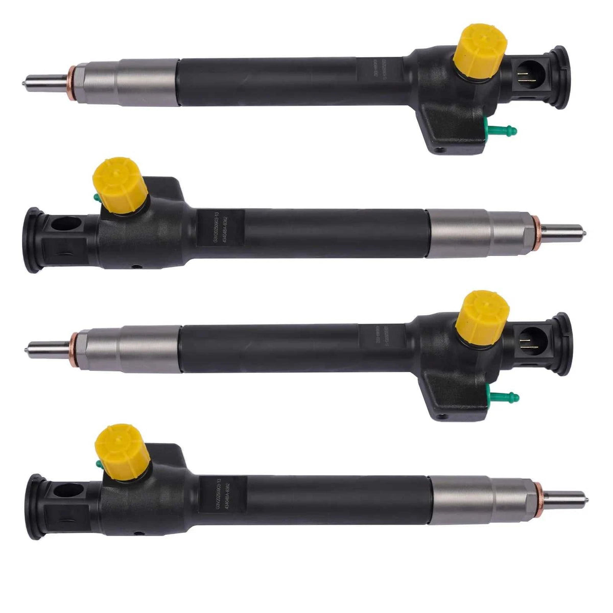 AP03 4PCS Diesel Injector for Citroen Peugeot DS Ford 2.0 TDCI BlueHDi features a black body with yellow caps.